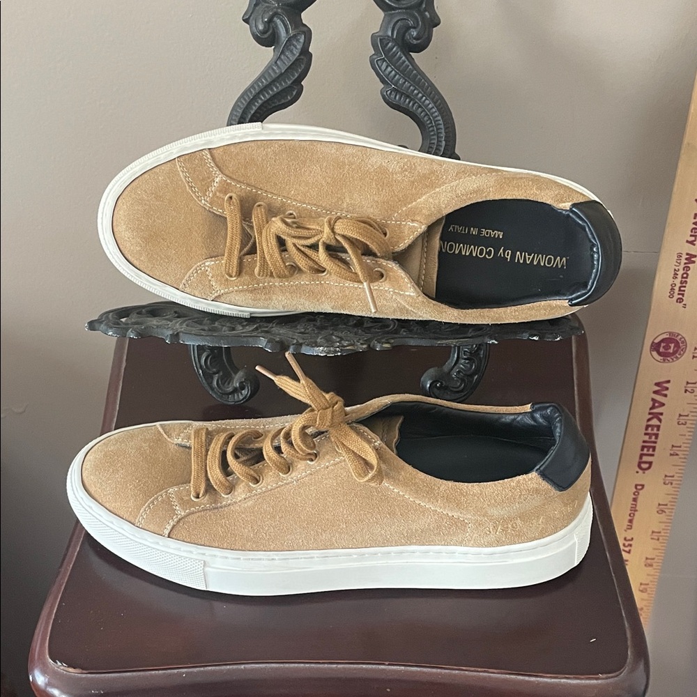 Woman by Common Projects Light Brown Suede Sneakers